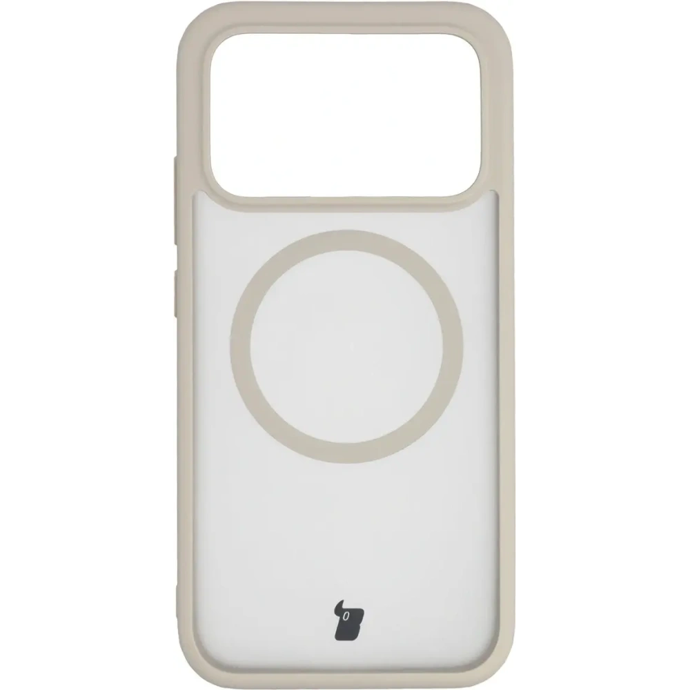 Etui z pierścieniem magnetycznym Bizon Case MatteO do Xiaomi POCO F8 Pro przydymione-beżowe